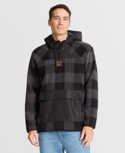 Мужское худи Fanatics Black Baltimore Ravens Oversized Elements Plaid Polar Fleece Quarter-Zip