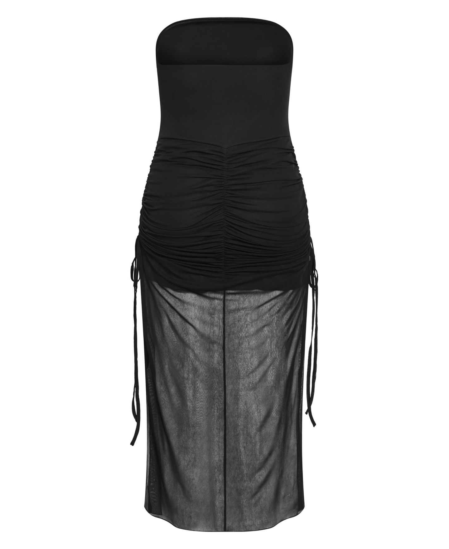 Женское платье CITY CHIC Plus Size Shelly Strapless Mesh Maxi, цвет: Чёрный — фото 5