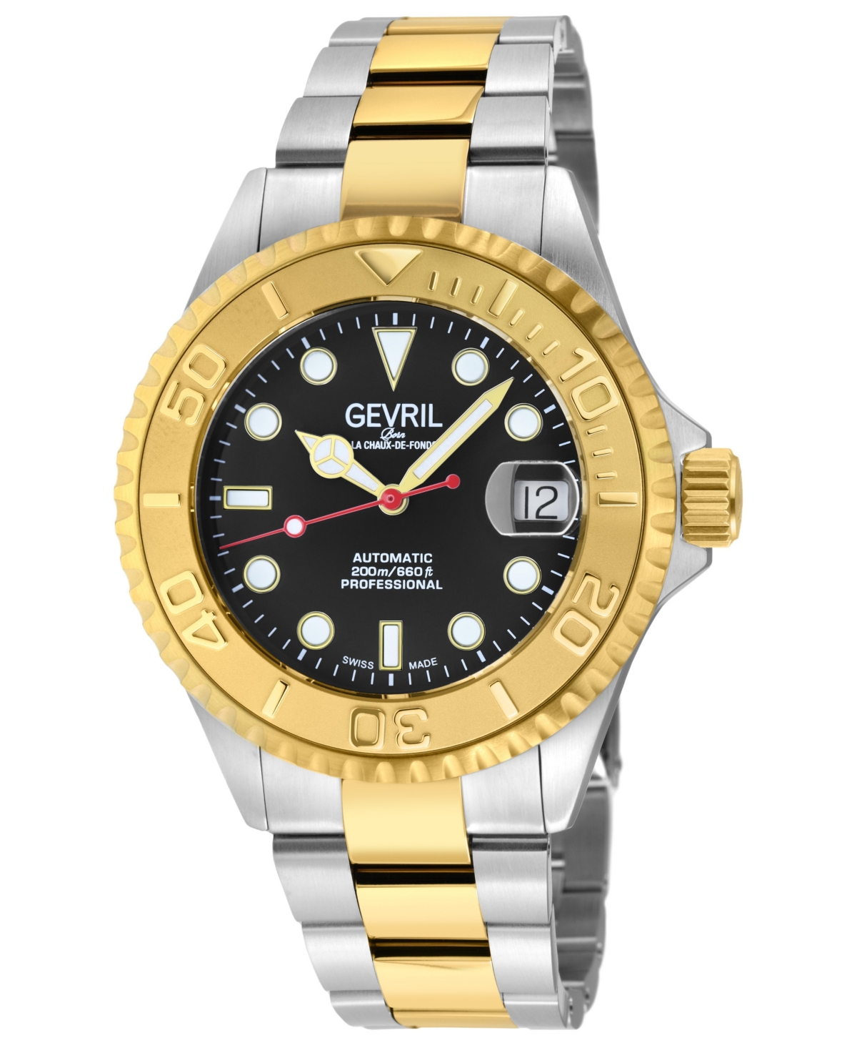 Gevril Men's Swiss Automatic Water-Resistant Wall Street Two-Tone Stainless Steel Bracelet Watch, 39mm - Silver