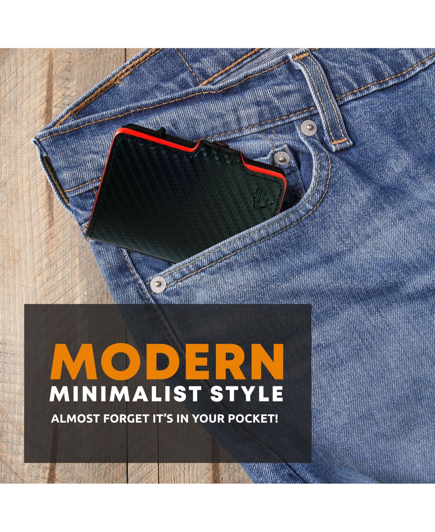 Мужской кошелёк Conceal Plus Card Blocr RFID Blocking Card Holder Pop Up Wallet for Men - Minimalist Front Pocket Wallet with Internal Cash ID Storage, цвет: Чёрный красный — фото 7