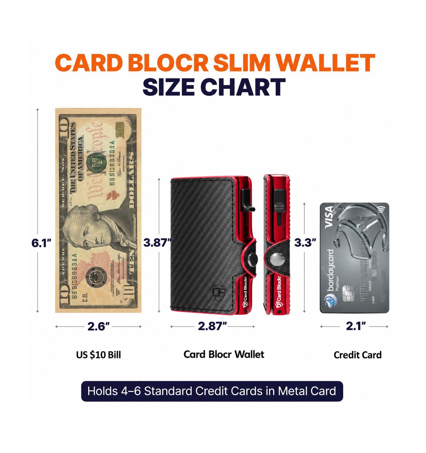 Мужской кошелёк Conceal Plus Card Blocr RFID Blocking Card Holder Pop Up Wallet for Men - Minimalist Front Pocket Wallet with Internal Cash ID Storage, цвет: Чёрный красный — фото 2