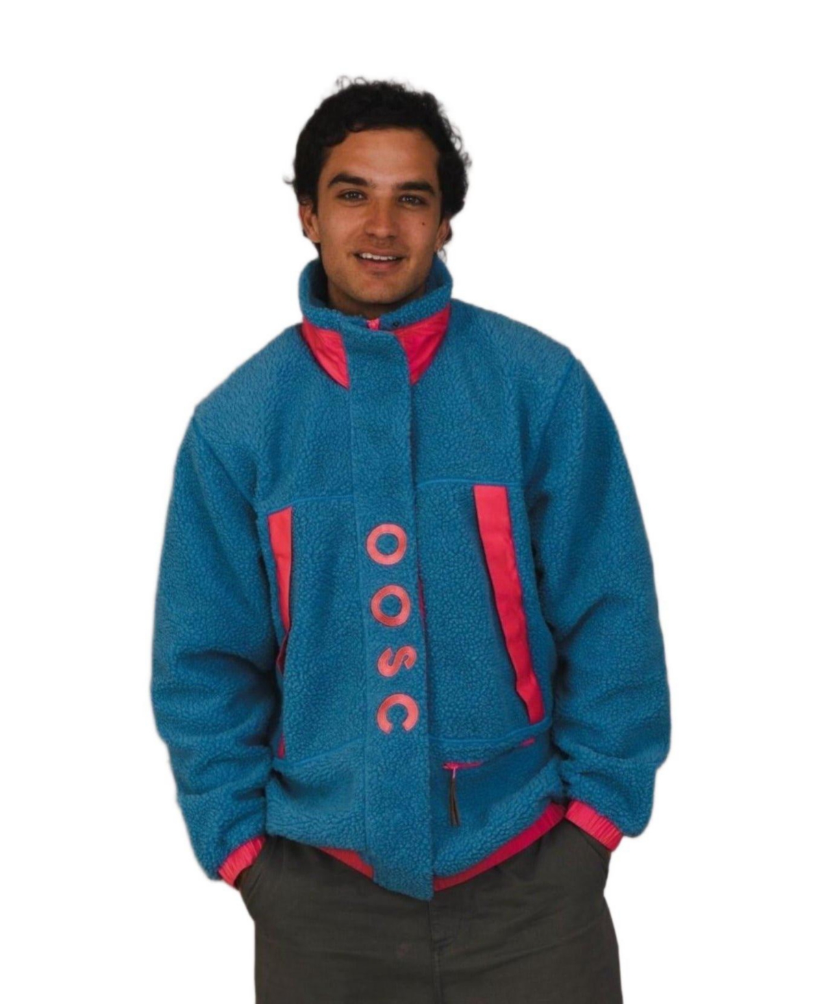 Oosc Men's Sherpa Fleece Jacket Blue / Pink