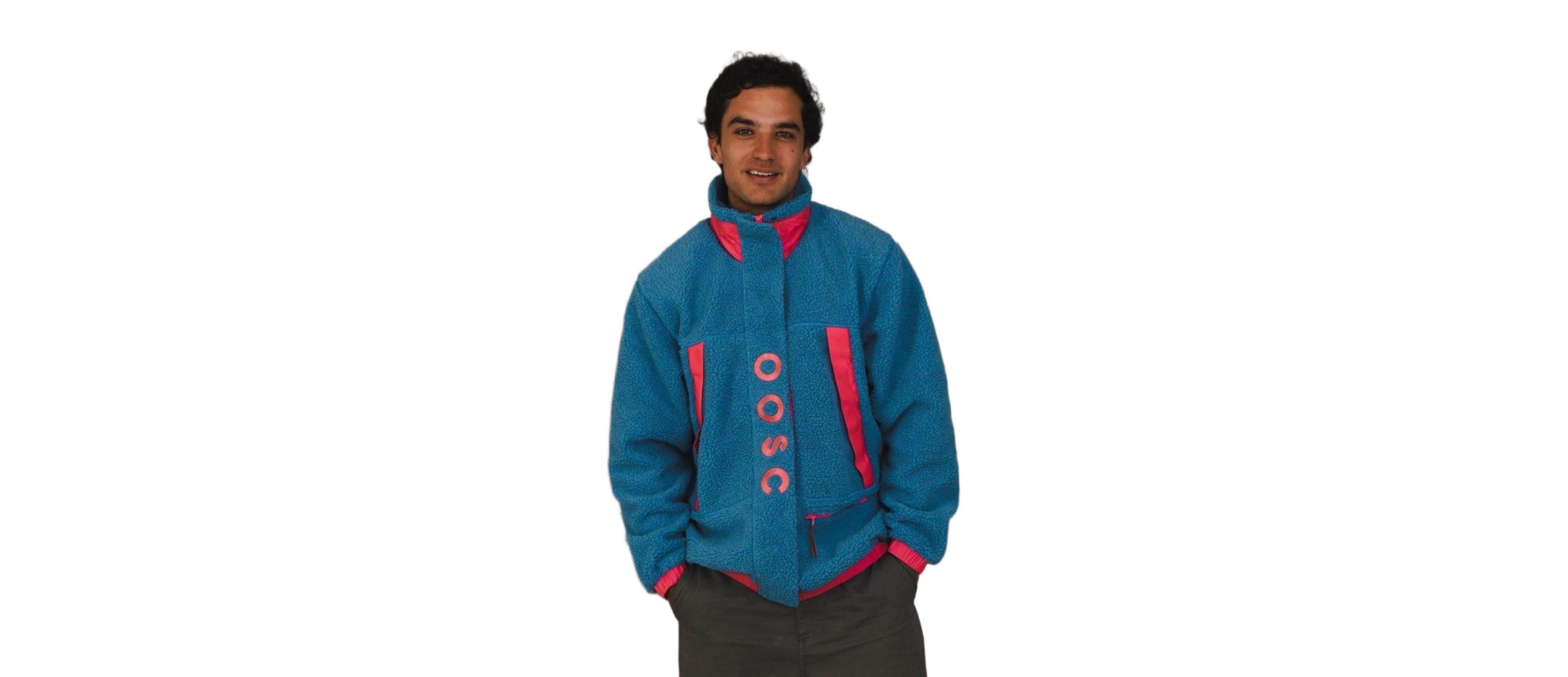 Oosc Men's Sherpa Fleece Jacket Blue / Pink
