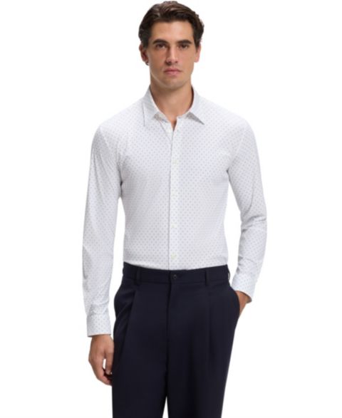 Мужская рубашка Hugo Boss Stretch Jersey Slim-Fit Performance Dress Shirt, цвет: Тёмный бежевый