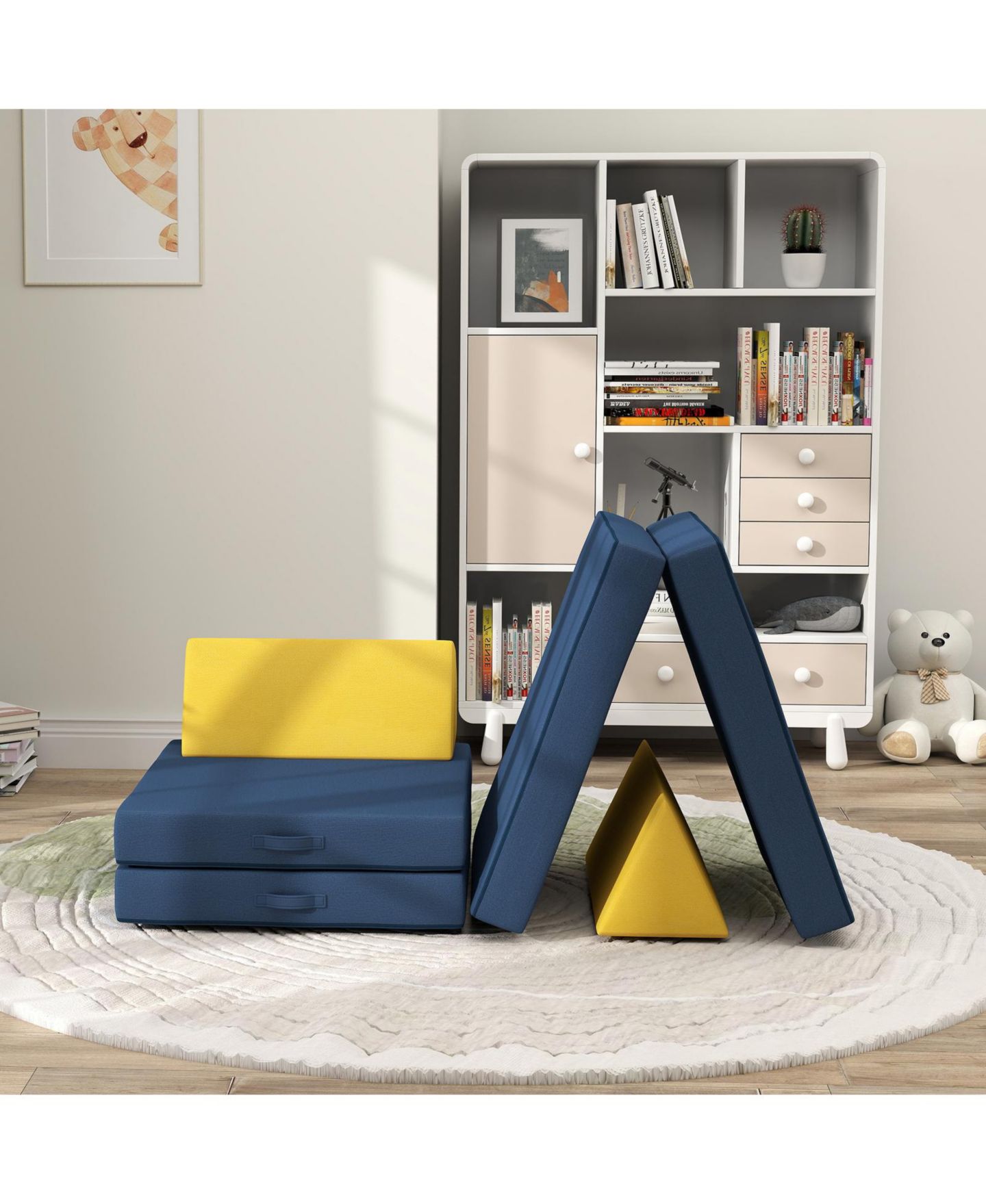 Детские конструкторы Glintex Velvet Foam Climbing Block 6-Piece Set, Ages 18 Months+, цвет: Синий — фото 9
