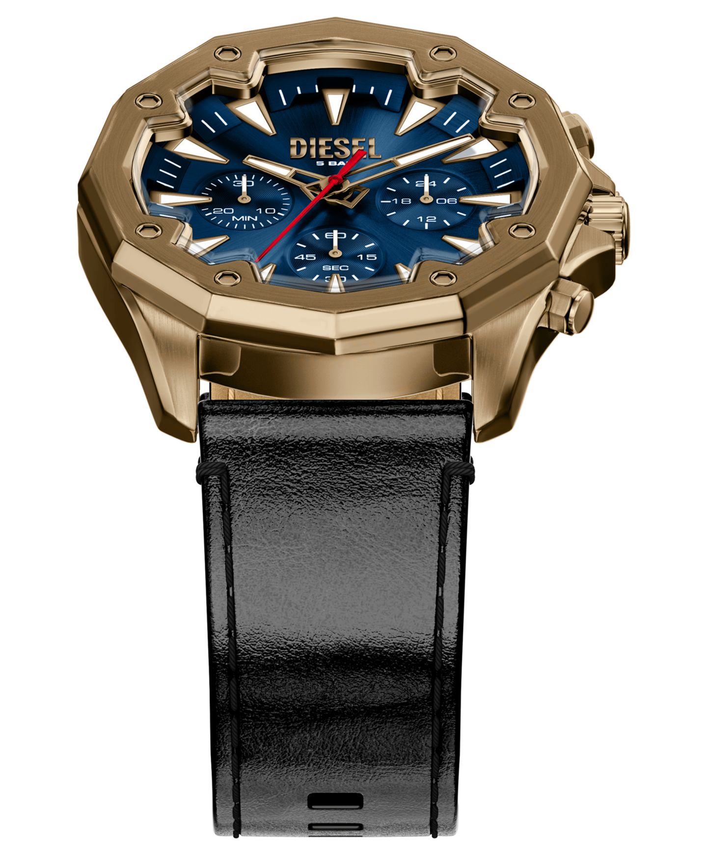 Мужские часы Diesel Quartz Stinger Chronograph Black Leather 46mm — фото 5