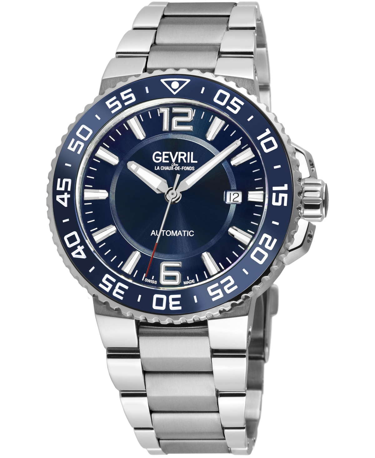 Gevril Riverside Men's Swiss Automatic 316L Stainless Steel Bracelet Watch - Silver