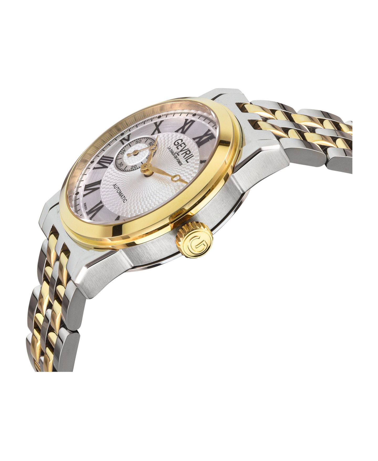 Мужские часы Gevril Madison Swiss Automatic Two tone IPYG/SS 316L Stainless Steel Bracelet Watch, цвет: Серебряный — фото 3