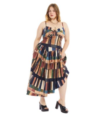 Plus Size Drop-Waist Sweetheart-Neck Asymmetrical Dress