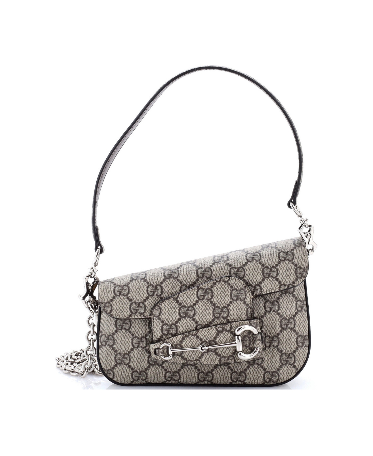 Pre-Owned Gucci Mini Horsebit 1955 Asymmetric Shoulder Bag Gg Coated Canvas - Brown
