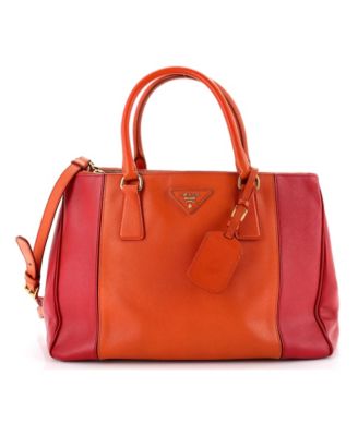 Pre-Owned Prada Medium Bicolor Double Zip Lux Tote Saffiano Leather