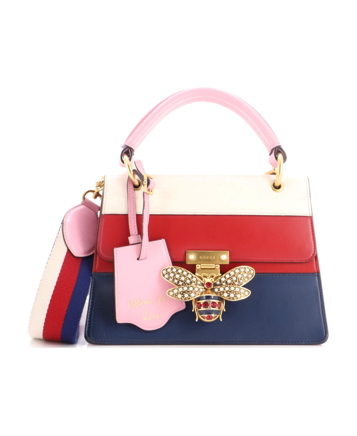Pre-Owned Gucci Small Queen Margaret Top Handle Bag Colorblock Leather - Black