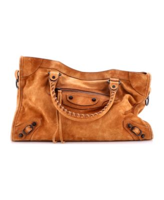 Medium City Classic Studs Bag Suede