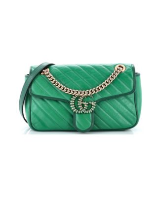 Small GG Marmont Flap Bag Diagonal Quilted Leather