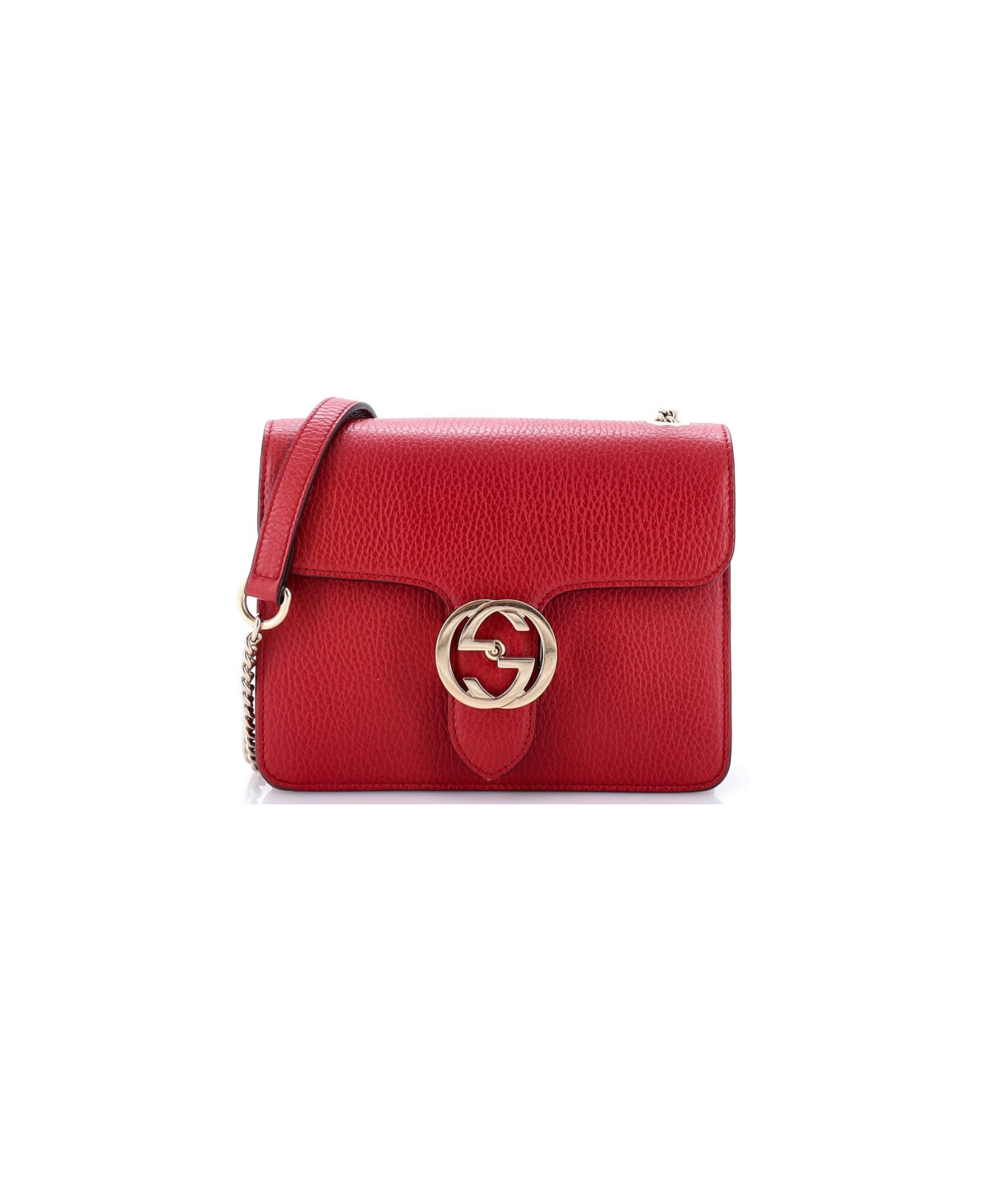 Pre-Owned Gucci Small Interlocking Shoulder Bag Leather - Red