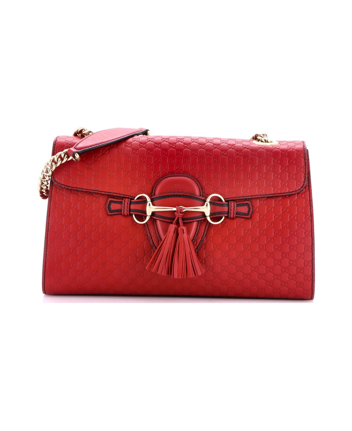 Pre-Owned Gucci Medium Emily Chain Flap Bag Microguccissima Leather - Red