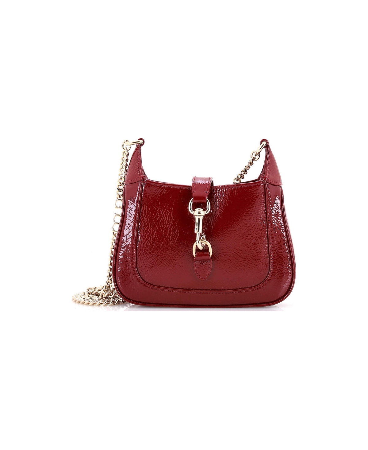 Pre-Owned Gucci Mini Jackie Notte Chain Hobo Patent - Red