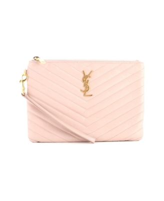 Small Classic Monogram Wristlet Pouch Matelasse Chevron Leather