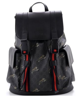 Large Double Pocket Buckle Backpack Printed GG Coated Canvas