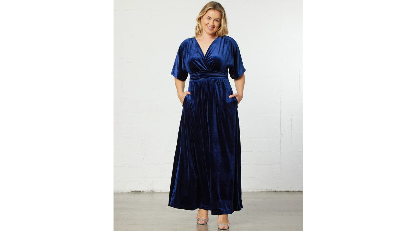 Женское платье Kiyonna Plus Size Verona Velvet Evening Gown, цвет: Тёмно-синий — фото 4
