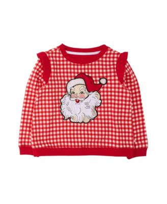 Girls' 4-16 Santa Joy Ruffle Applique Flutter-Sleeve Sweatshirt
