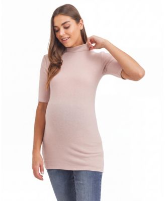 Maternity Brushed Hacci Mock-Neck Sweater