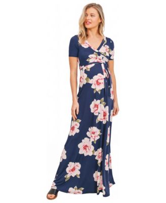 Maternity Floral Nursing Short-Sleeve Maxi Dress