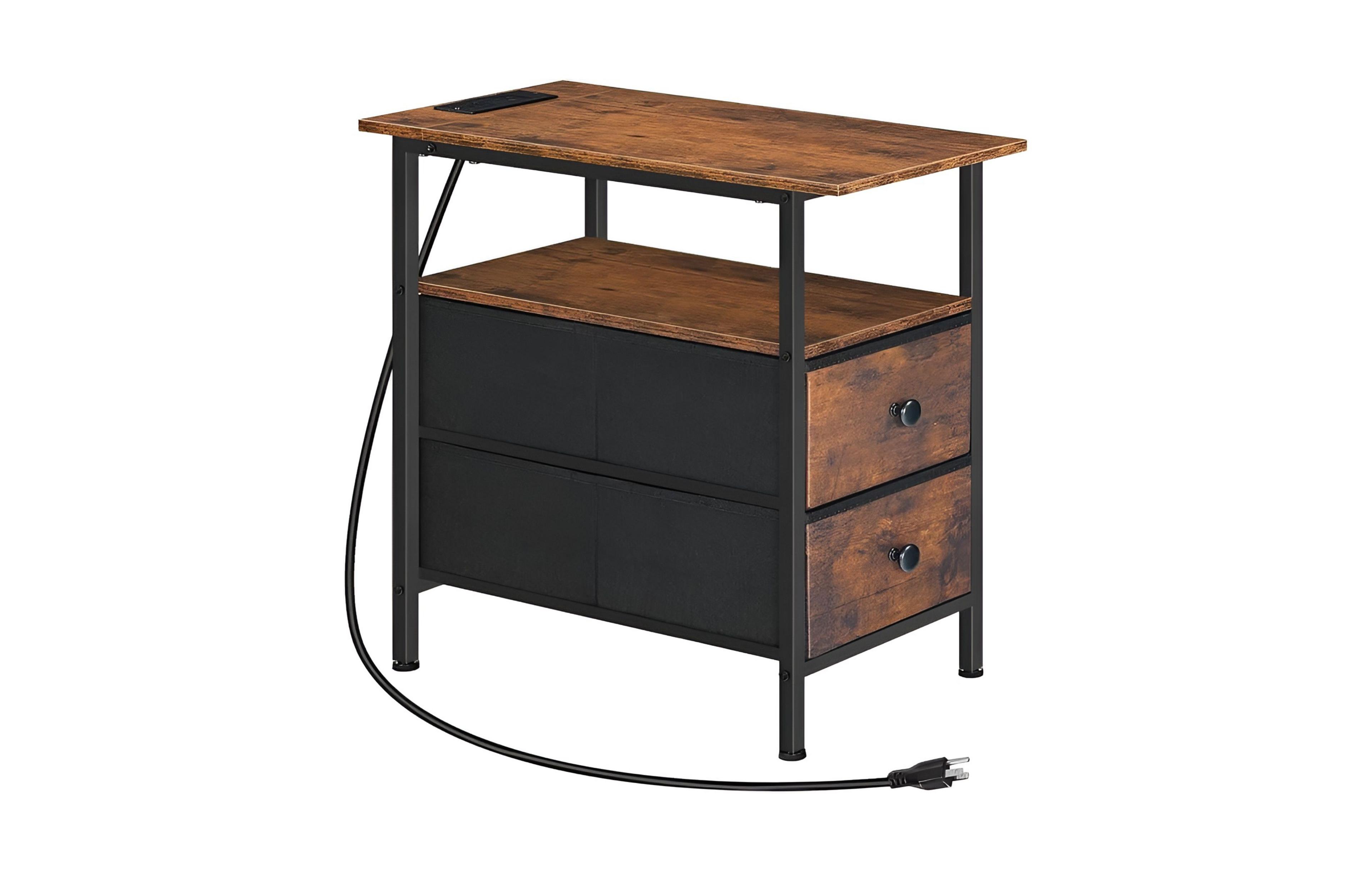 Slickblue Modern End Table with Usb Charging Ports for Living Room and Bedroom