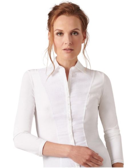 Женская блузка Anne Fontaine Clodie Point Collar Long-Sleeve Pleated, цвет: Белый