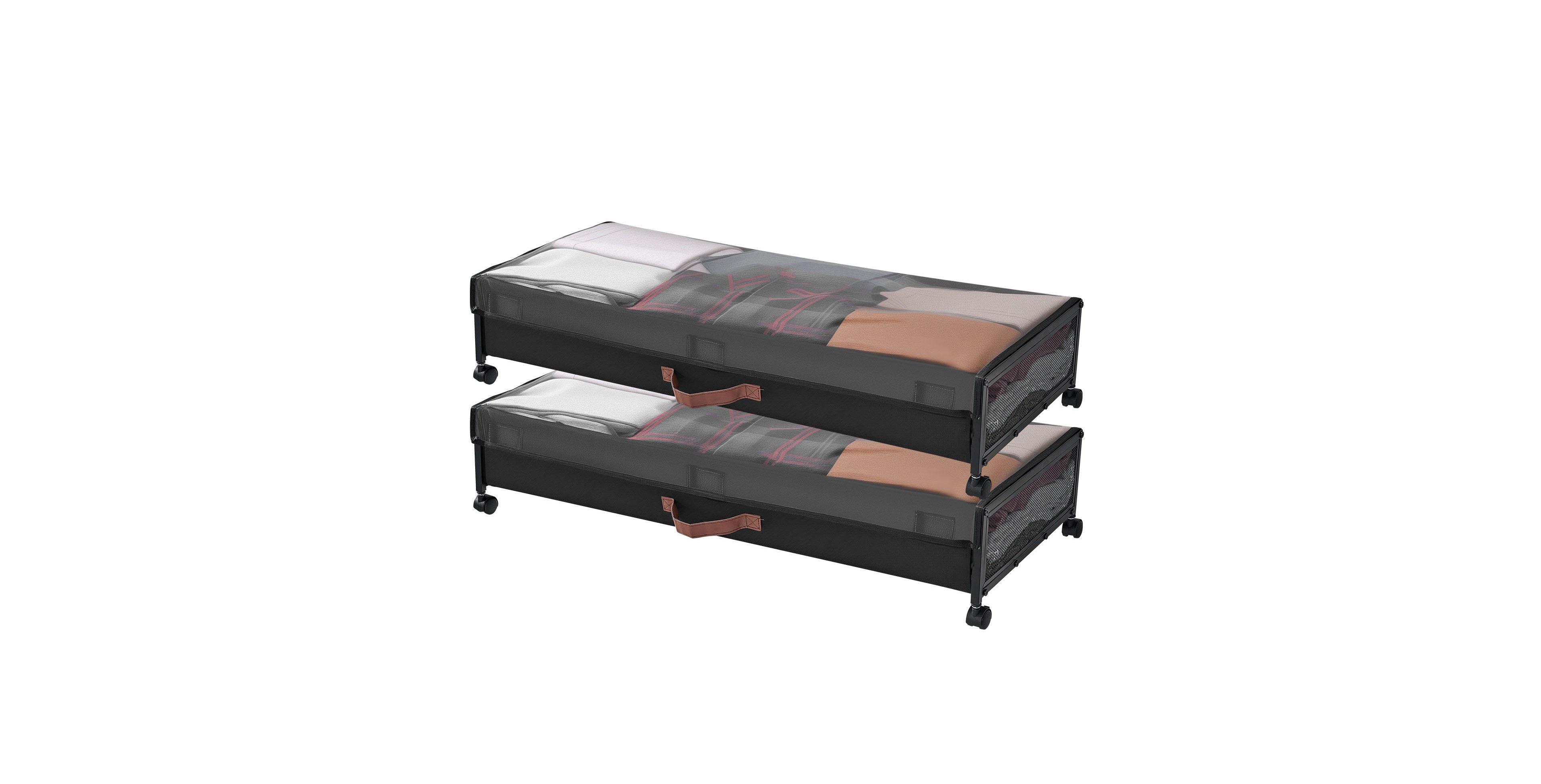 Volenca 2-Pack Rolling Under-Bed Storage Bins with Clear Lids