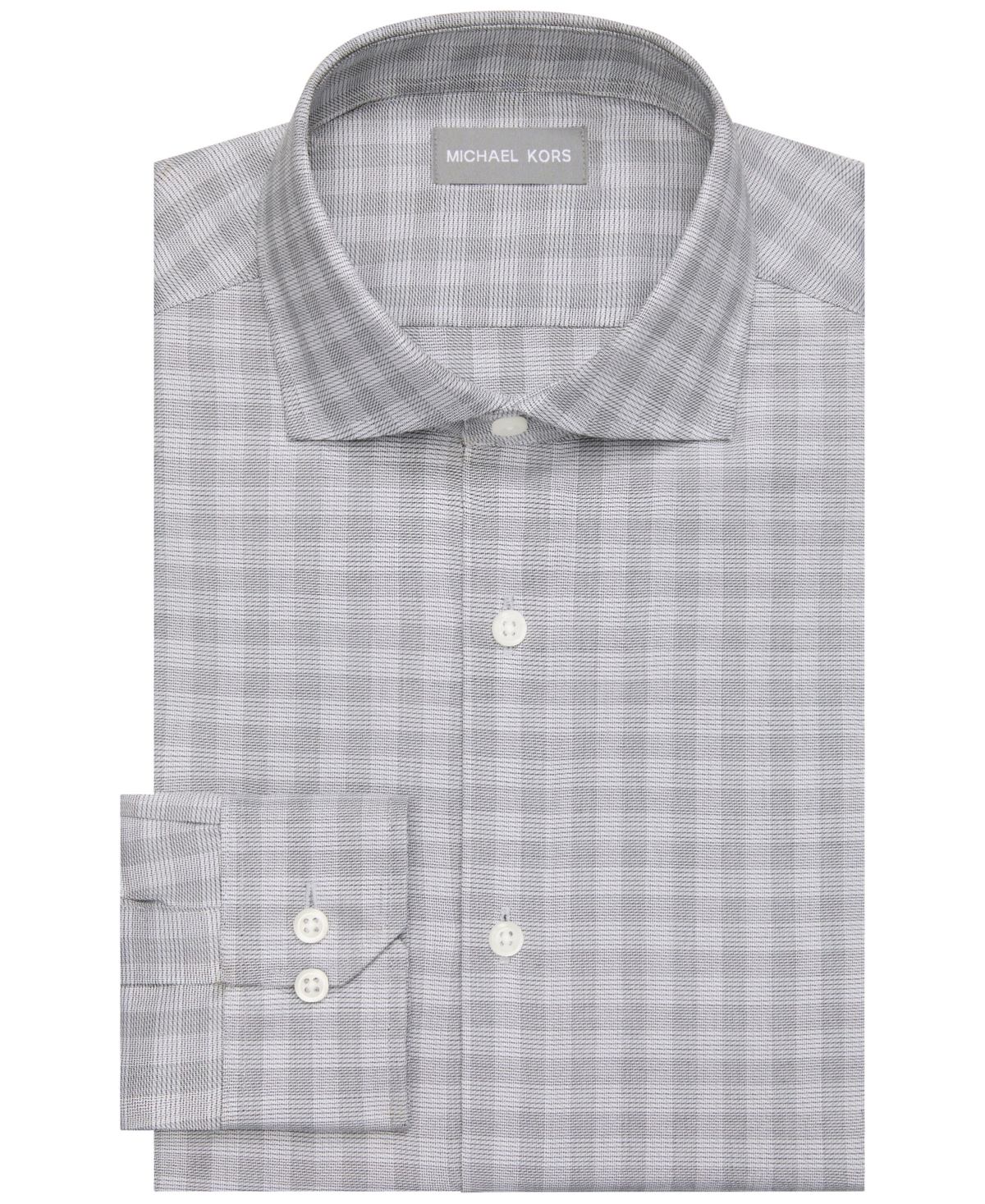Michael Kors Men's Luxe Touch Long-Sleeve Stretch Spread-Collar Dress Shirt - Gray