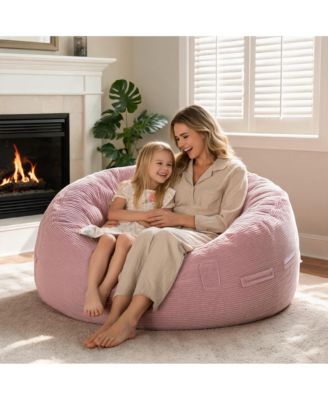 2 in 1 Convertible Corduroy Bean Bag Chair and Floor Mattress, Shredded Memory Foam Lounger in Full and Queen Sizes