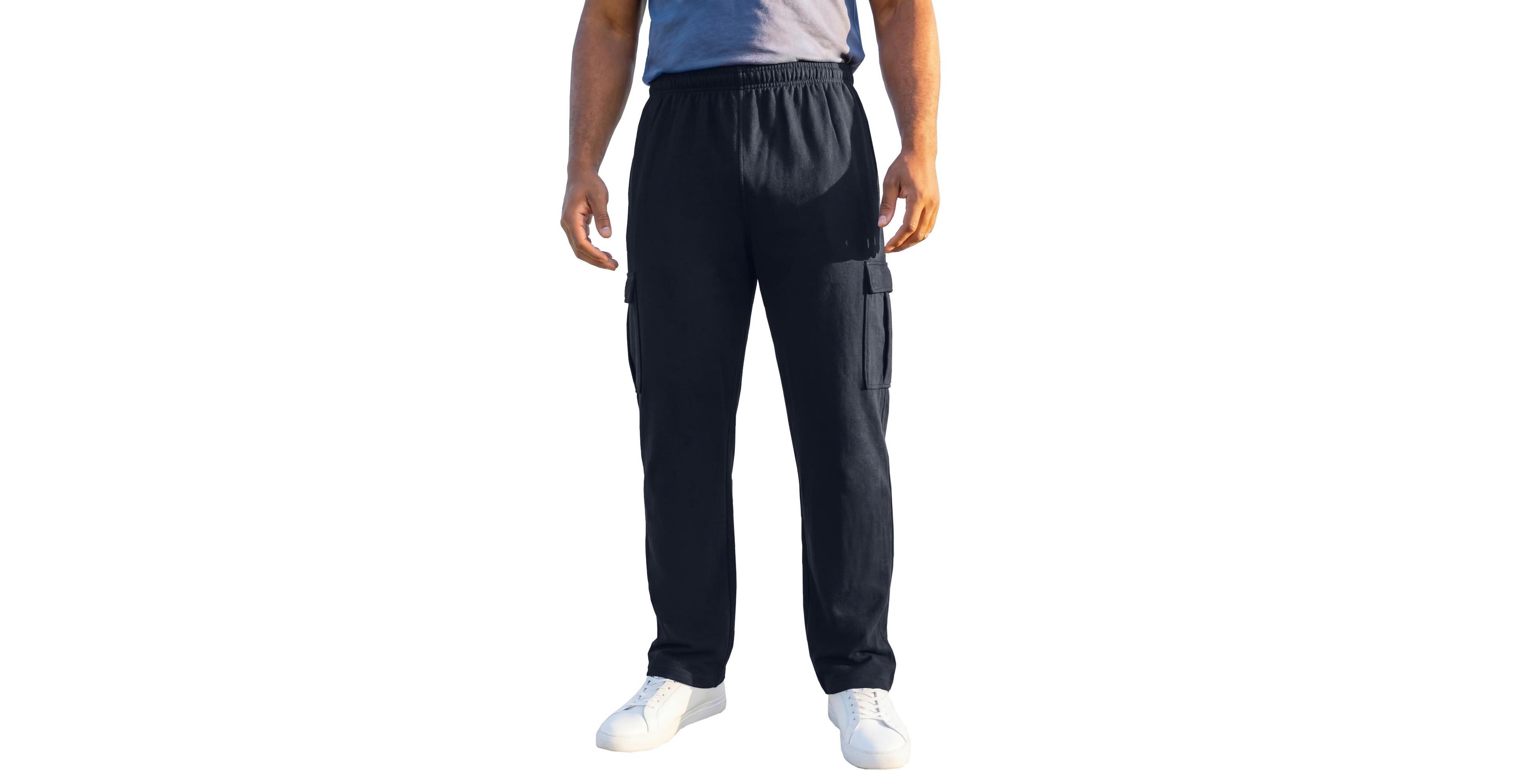 KingSize Men's Relaxed-Fit Cargo Fleece Sweatpants