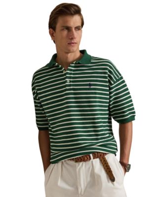 Relaxed-Fit Striped Textured Polo Shirt