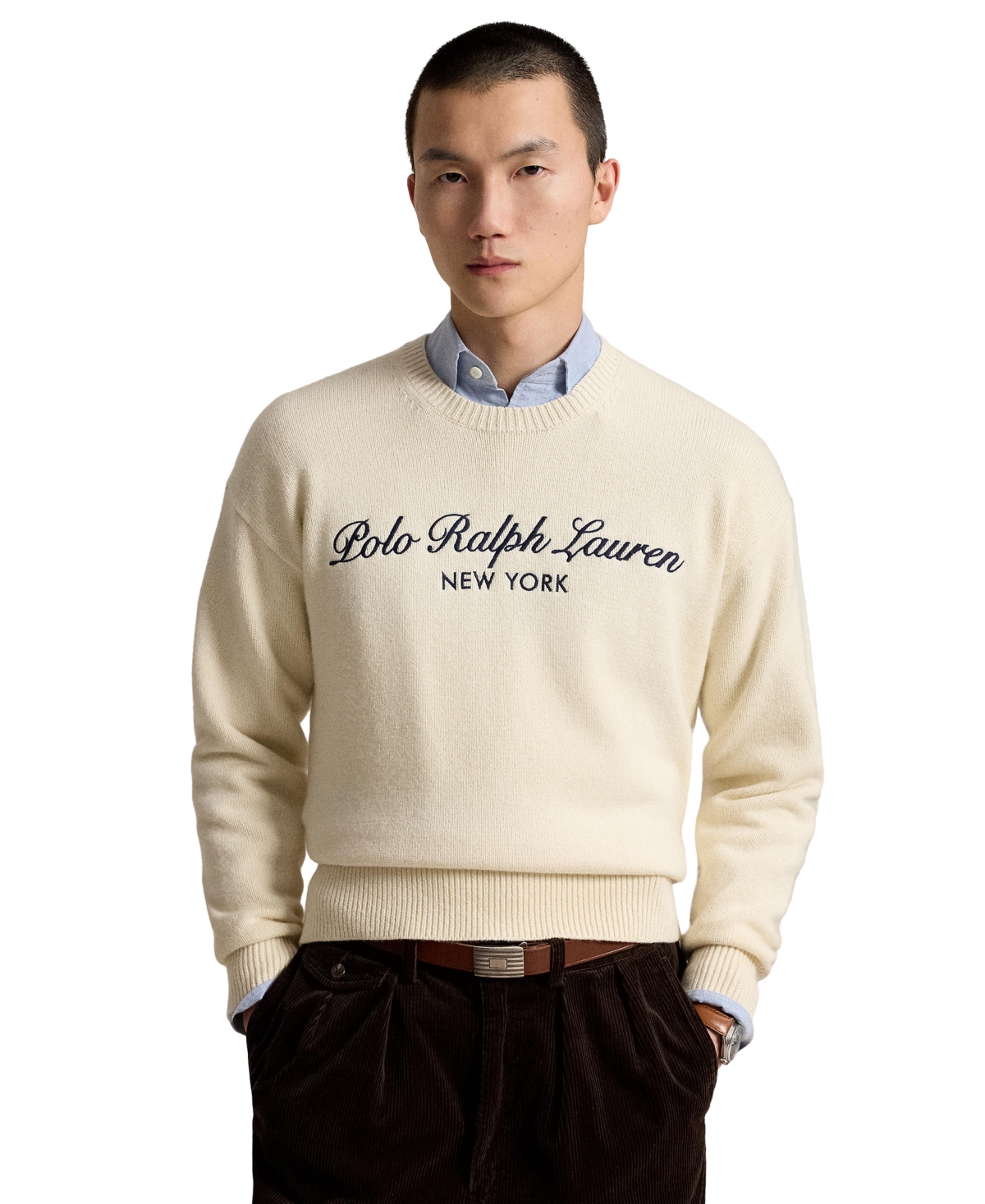 Polo Ralph Lauren Men's Regular-Fit Logo Wool-Cotton Sweater - Andover Cream
