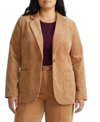 Plus Size Davis Single-Button Corduroy Blazer