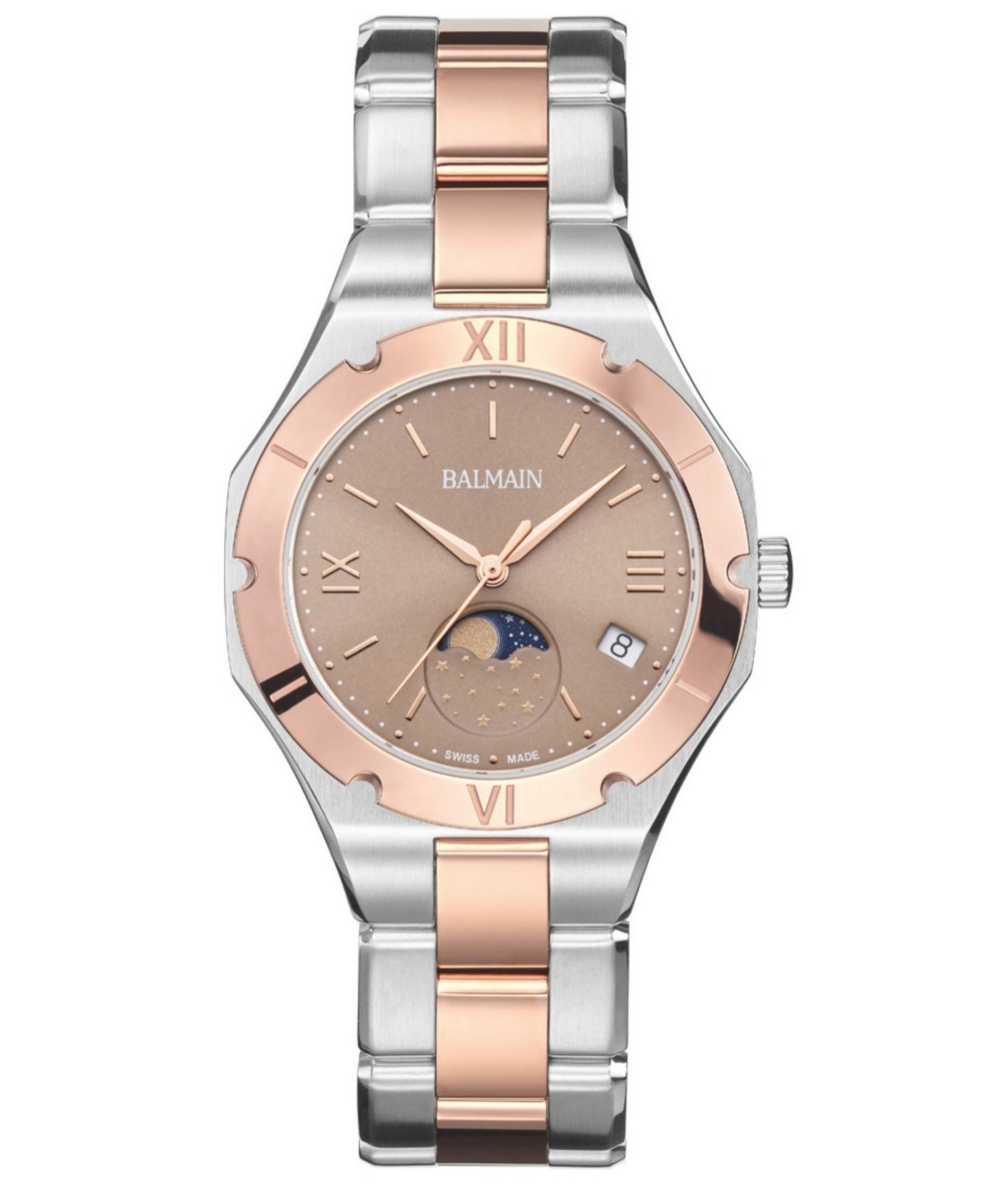 Женские часы Be Balmain Moonphase Two-Tone Stainless Steel Bracelet Watch 33mm — фото 1