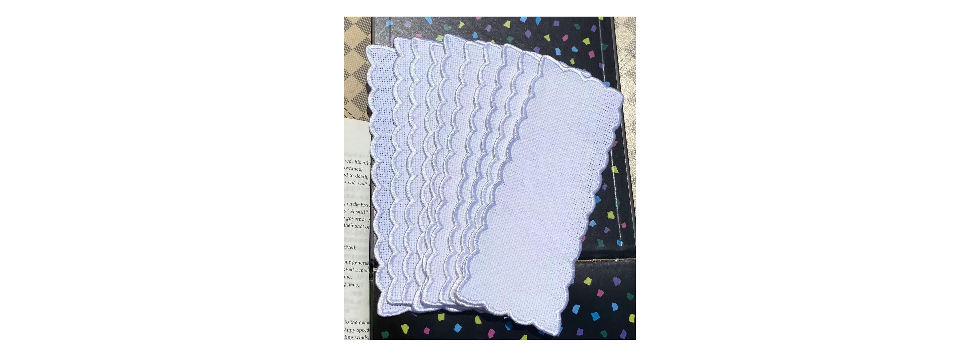 Aeelike 10 Pack Blank Scallop Embroidery Edge Cross Stitch Bookmarks Aida Fabric