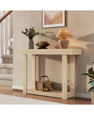 Narrow 46" Console Table with Lower Storage Shelf, Farmhouse Wooden Entryway Sofa Table, Accent Furniture for Hallway Living Room