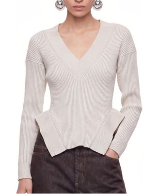 Women's Ribbed-Knit V-Neck Peplum Top