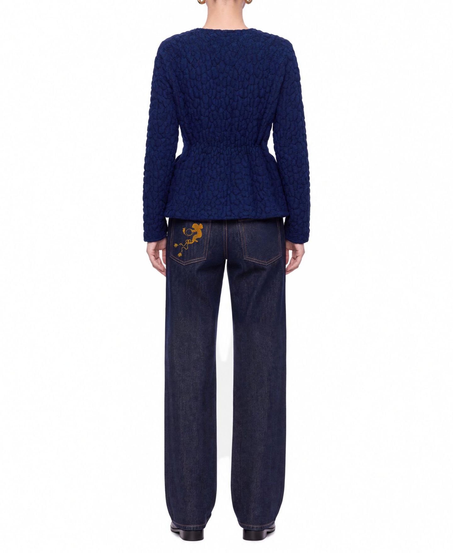 Женский кардиган NOCTURNE Textured Peplum Long-Sleeve, цвет: Тёмно-синий — фото 4