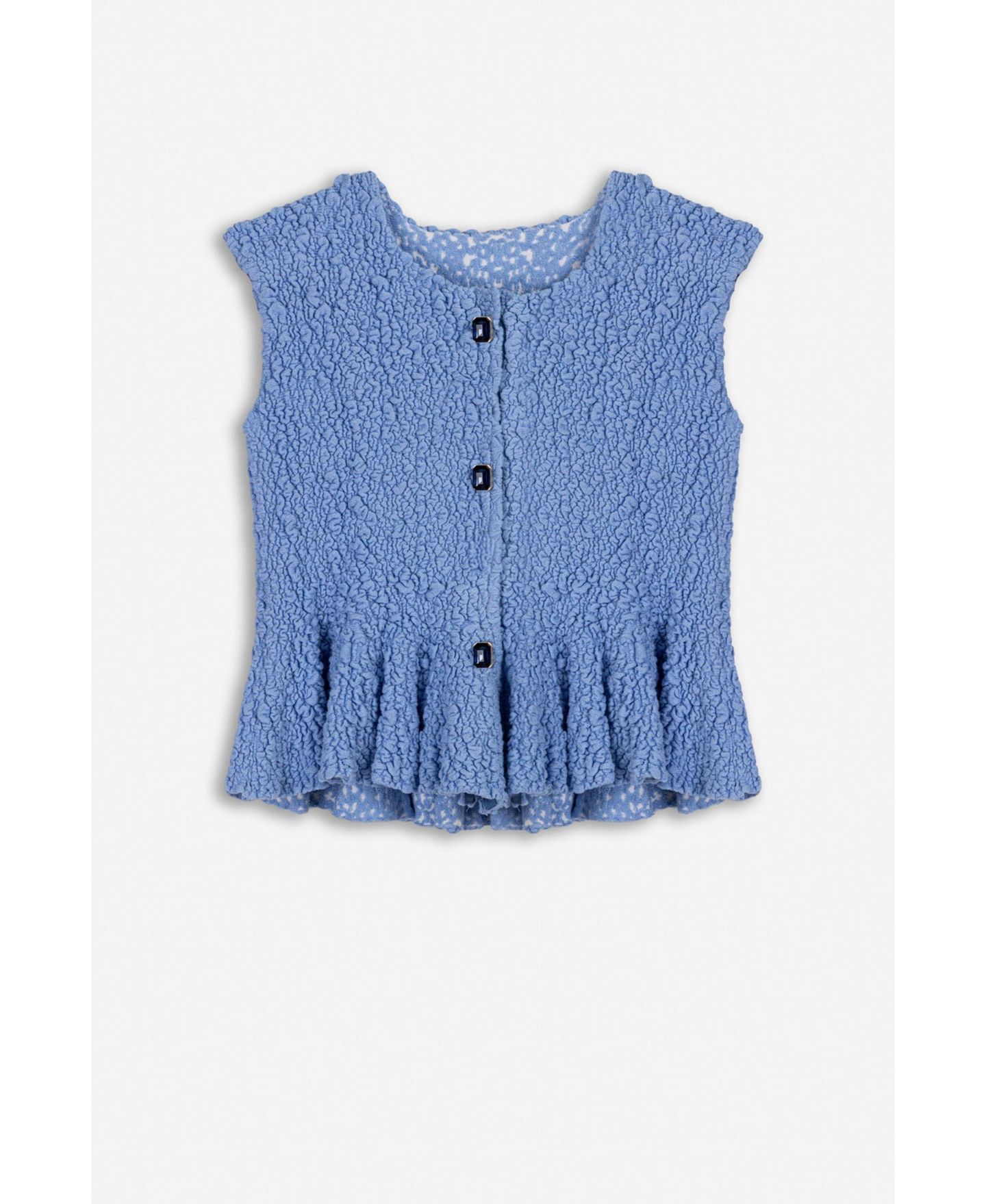 Женский топ NOCTURNE Sleeveless Crewneck Peplum, цвет: Синий — фото 5
