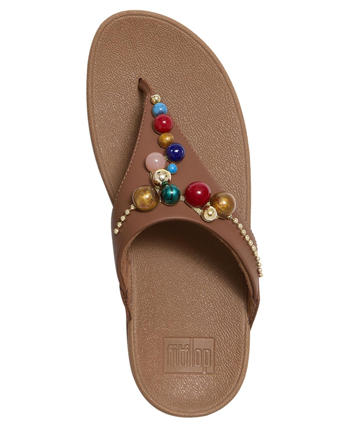 Женские сандалии FitFlop Lulu Beaded Toe Post Slip-On Wedge, цвет: Чёрный — фото 8