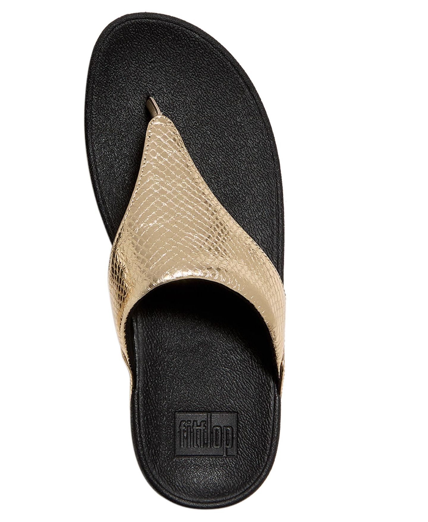 Женские сандалии FitFlop Lulu Arch Support Metallic Leather Toe Post Wedge, цвет: Металлик змеиный — фото 3