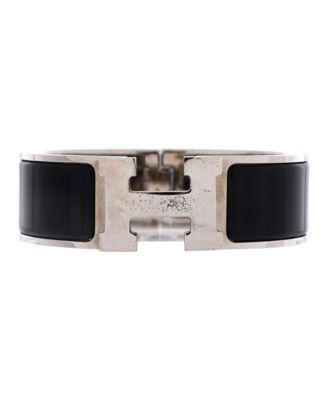 Herm&eacute;s Women's Silver-Tone Enamel Clic H Bracelet