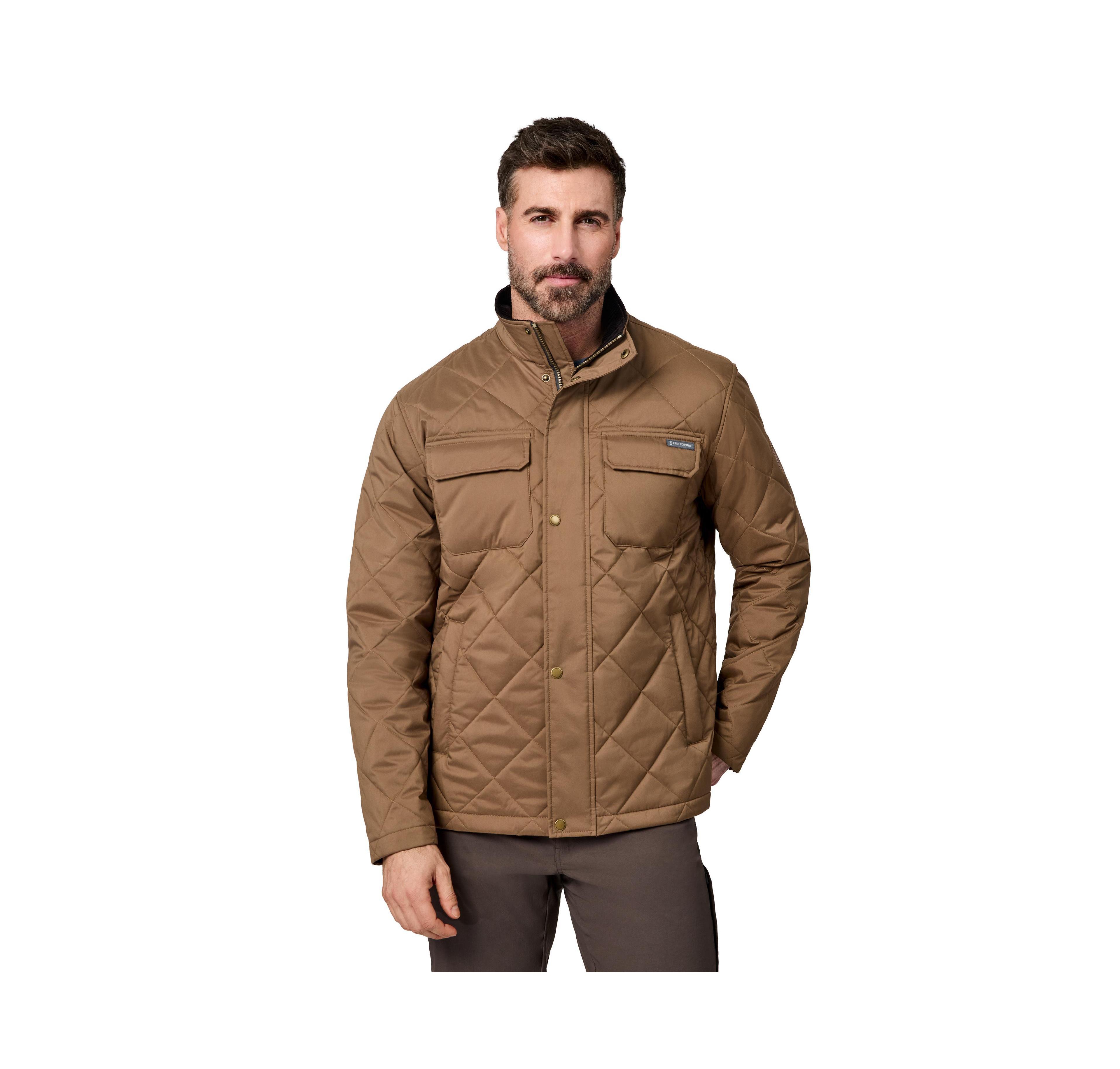Free Country Men's Snap-Front Mechanical-Stretch Lightweight Warmth Diamond-Quilted Puffer Jacket