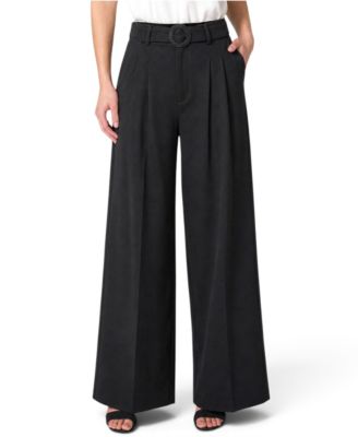 Women's High-Waisted Wide-Leg Belted Trousers