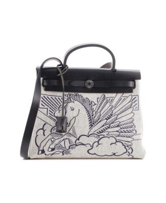Pre-Owned HERMES 31 Herbag Zip Pegase Pop Toile and Leather