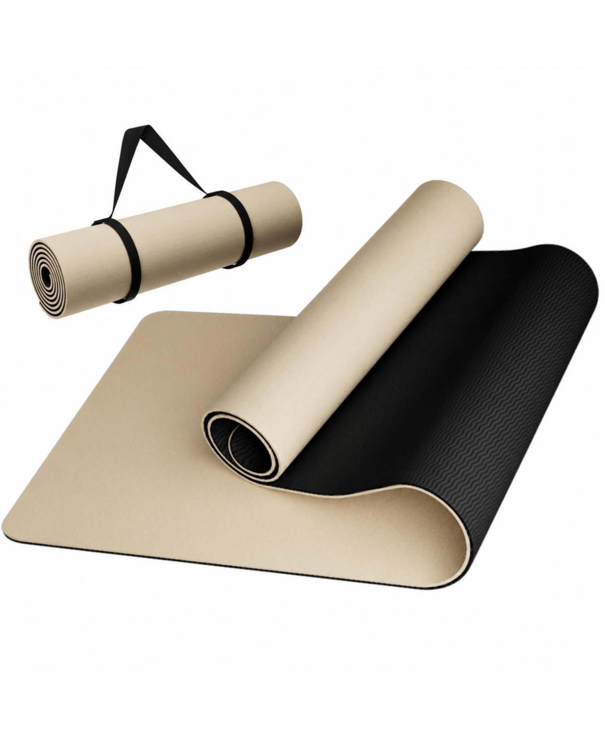 Sportneer10mm Thick Tpe Yoga Mat With Carrying Strap For Home Gym Workout
