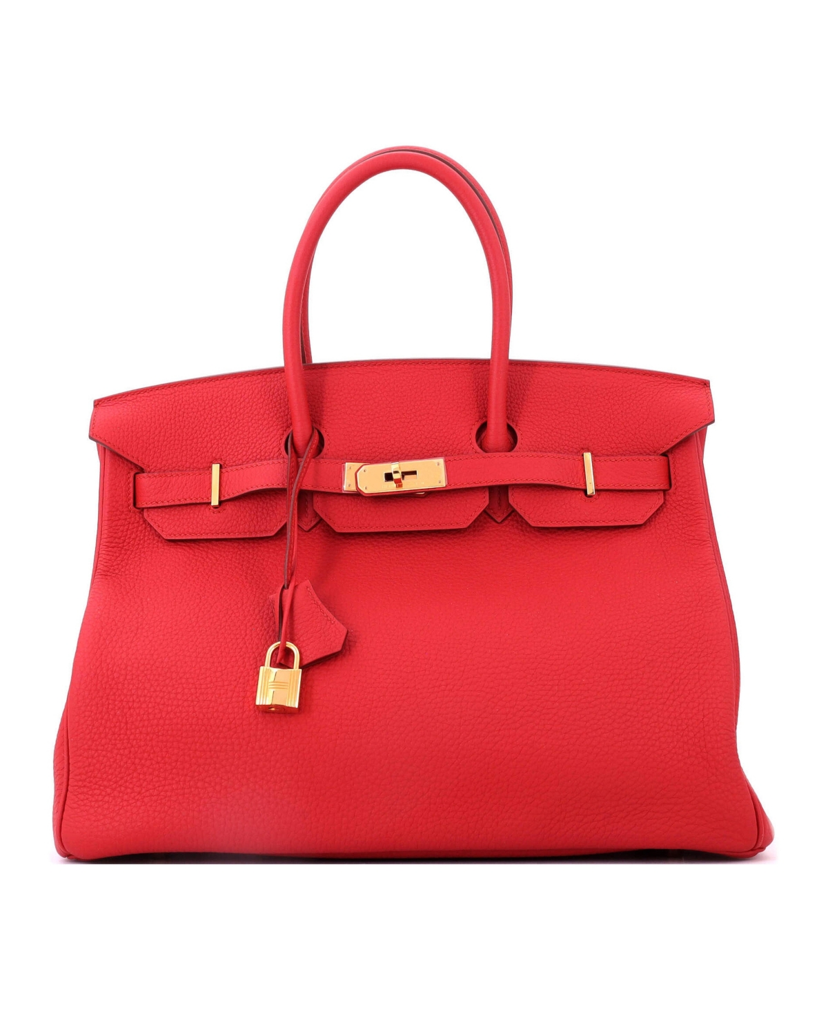 Pre-Owned Hermes Birkin 35 Handbag Red Togo with Gold Hardware - Red